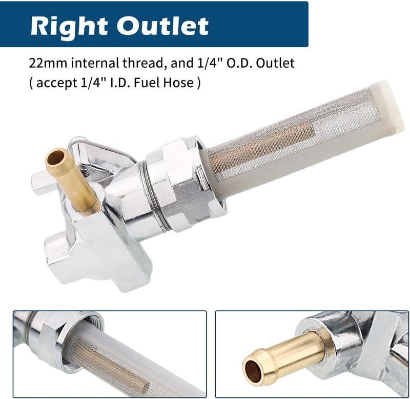 TSUNG 22mm Petcock Fuel Valve – Gas Tank Shut-Off Switch with 1/4" Outlet, Aftermarket Replacement for Most V-Twin, Cruiser, Touring, Bobber, Chopper & Custom Motorcycles (Right Outlet) - Image 5